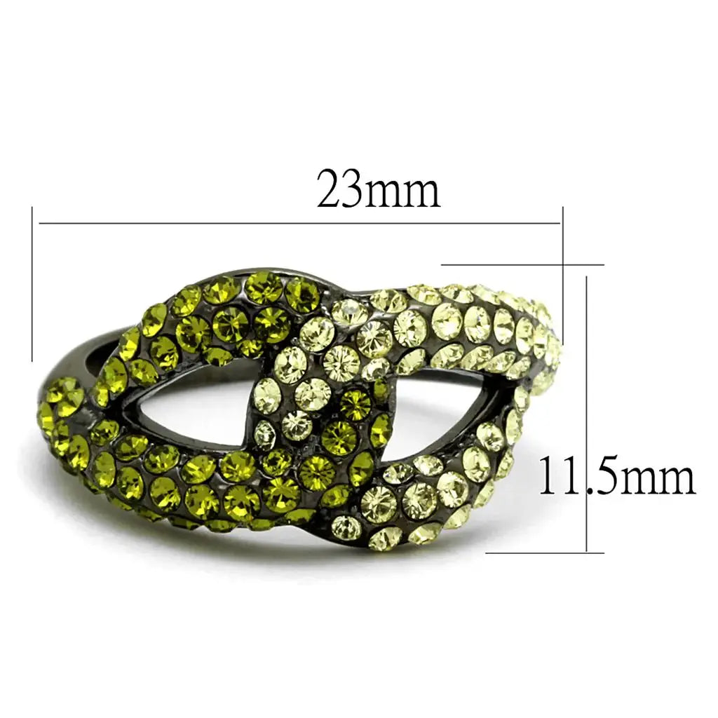 TK2251LJ - IP Light Black (IP Gun) Stainless Steel Ring with Top Grade Crystal in Multi Color - Alamode - Flyclothing LLC