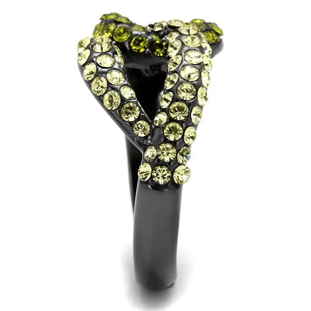 TK2251LJ - IP Light Black (IP Gun) Stainless Steel Ring with Top Grade Crystal in Multi Color - Alamode - Flyclothing LLC
