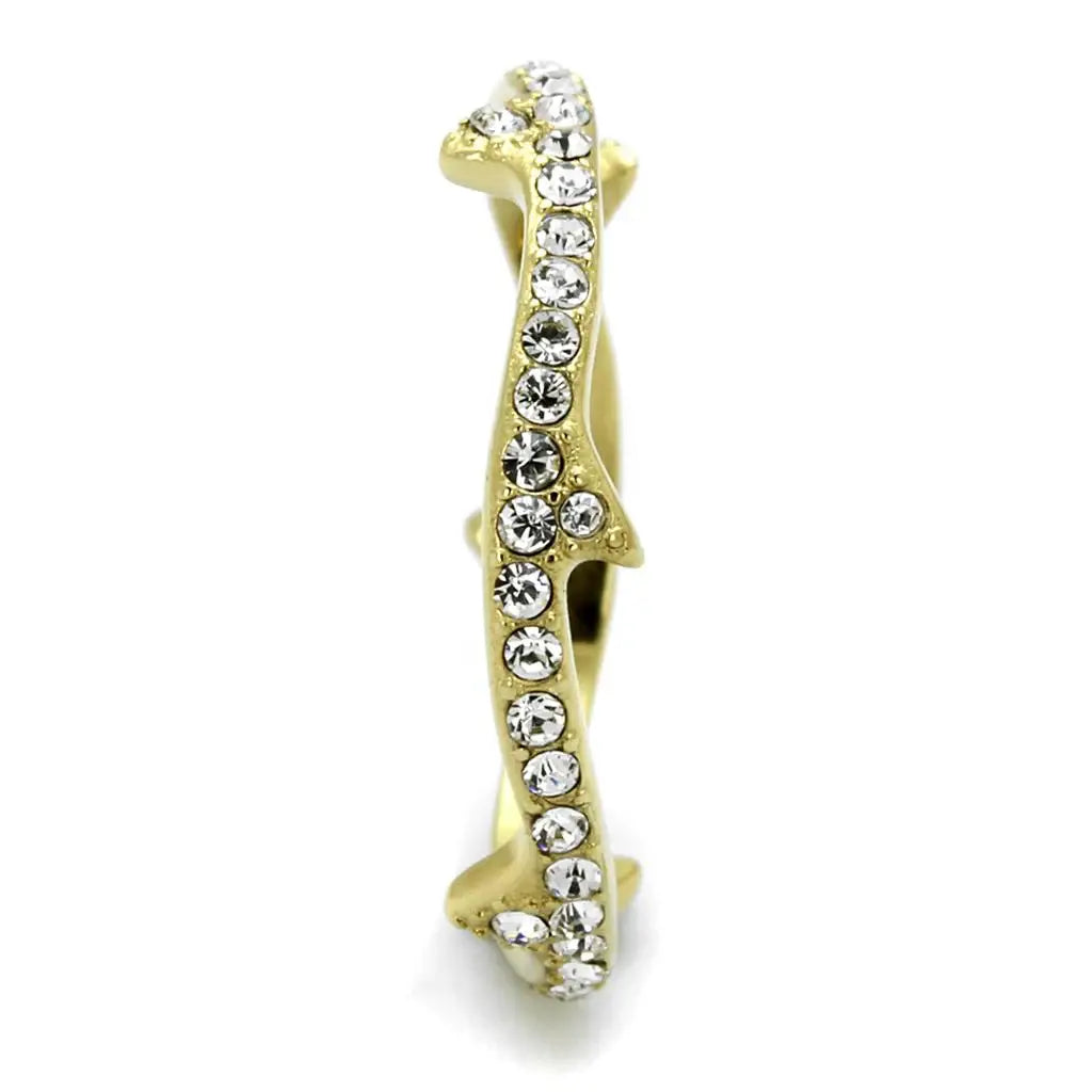 TK2255 - IP Gold(Ion Plating) Stainless Steel Ring with Top Grade Crystal in Clear - Alamode - Flyclothing LLC