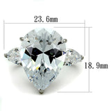 TK2256 - High polished (no plating) Stainless Steel Ring with AAA Grade CZ  in Clear - Alamode