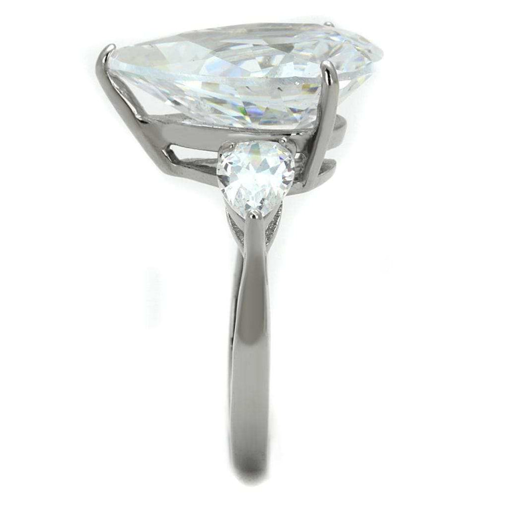 TK2256 - High polished (no plating) Stainless Steel Ring with AAA Grade CZ in Clear - Alamode - Flyclothing LLC