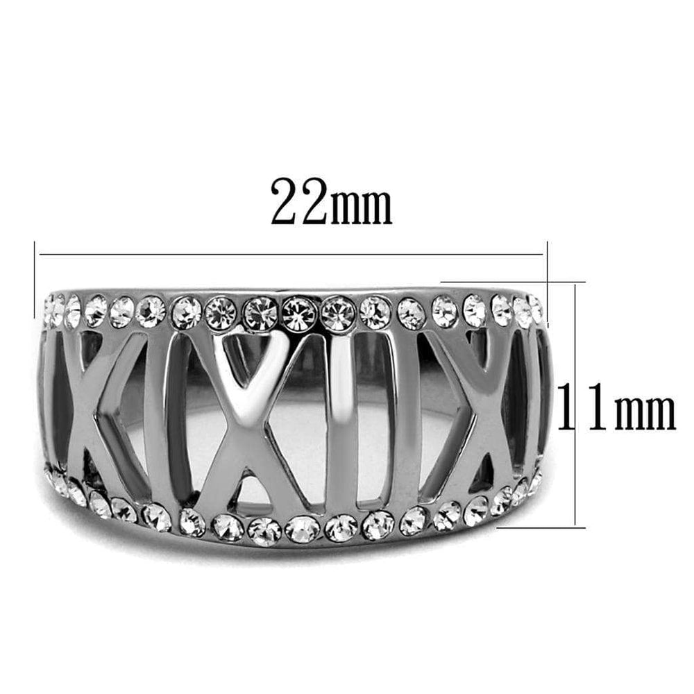 TK2257 - High polished (no plating) Stainless Steel Ring with Top Grade Crystal in Clear - Alamode - Flyclothing LLC