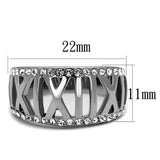 TK2257 - High polished (no plating) Stainless Steel Ring with Top Grade Crystal  in Clear - Alamode