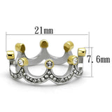 TK2258 - Two-Tone IP Gold (Ion Plating) Stainless Steel Ring with Top Grade Crystal  in Clear - Alamode