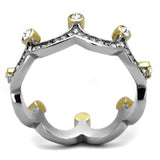 TK2258 - Two-Tone IP Gold (Ion Plating) Stainless Steel Ring with Top Grade Crystal  in Clear - Alamode