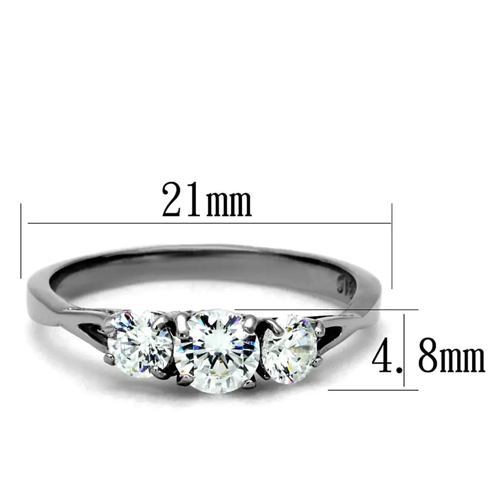 High polished (no plating) Stainless Steel Ring with AAA Grade CZ in Clear - Alamode - Flyclothing LLC