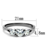 TK2260 - High polished (no plating) Stainless Steel Ring with AAA Grade CZ  in Clear - Alamode