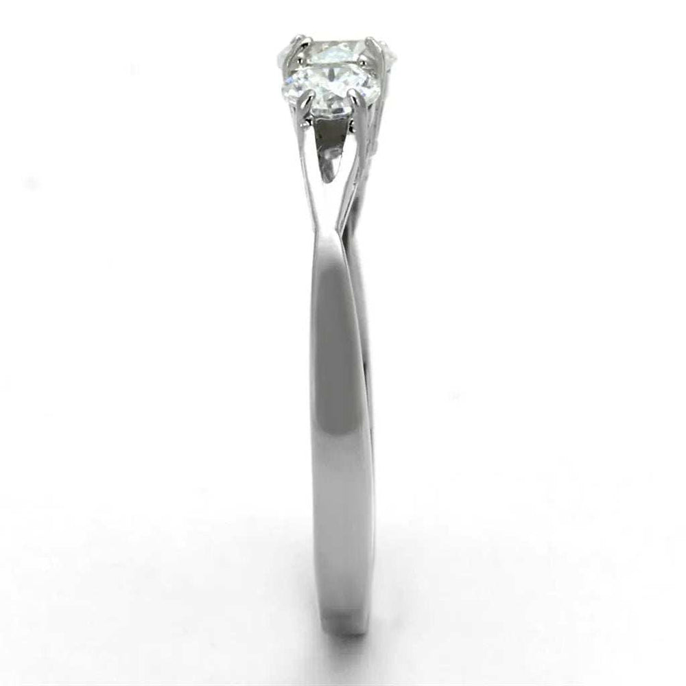 High polished (no plating) Stainless Steel Ring with AAA Grade CZ in Clear - Alamode - Flyclothing LLC