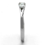 TK2260 - High polished (no plating) Stainless Steel Ring with AAA Grade CZ  in Clear - Alamode
