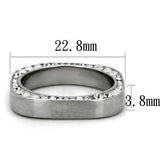 TK2261 - High polished (no plating) Stainless Steel Ring with Top Grade Crystal  in Clear - Alamode