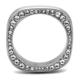 TK2261 - High polished (no plating) Stainless Steel Ring with Top Grade Crystal  in Clear - Alamode