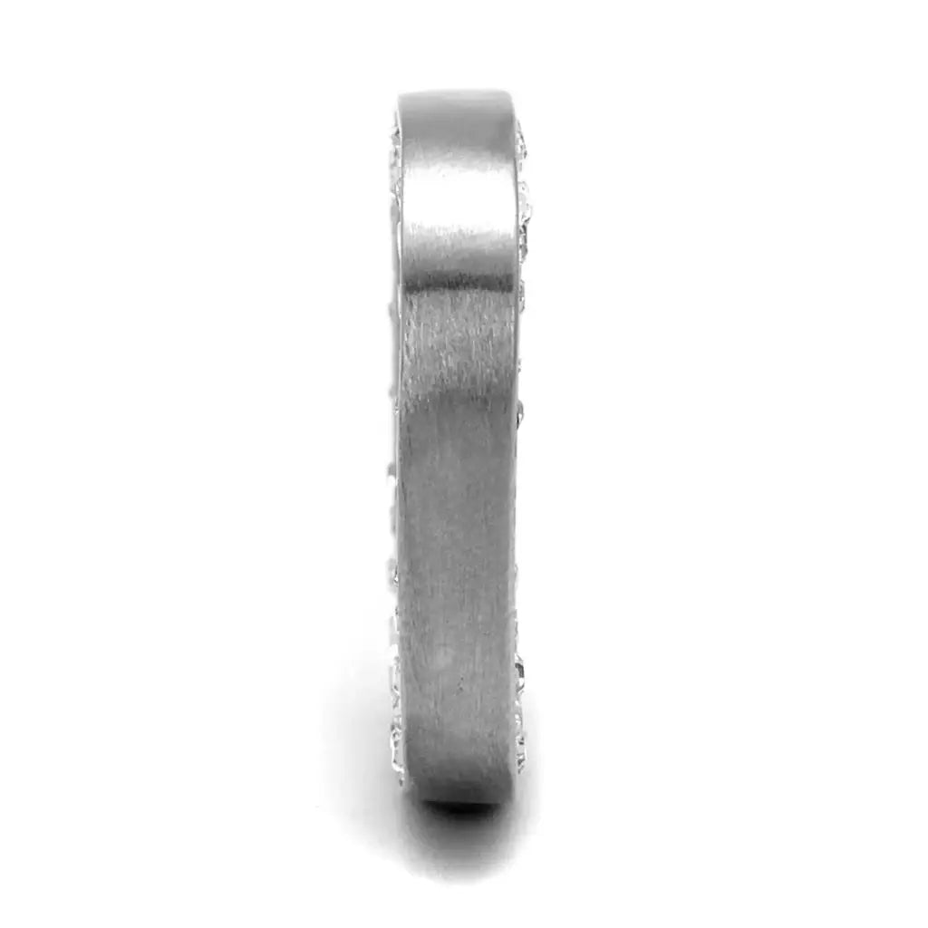 TK2261 - High polished (no plating) Stainless Steel Ring with Top Grade Crystal in Clear - Alamode - Flyclothing LLC