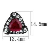 TK2272 - IP Black(Ion Plating) Stainless Steel Earrings with AAA Grade CZ  in Ruby - Alamode