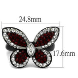 TK2273 - Two-Tone IP Black (Ion Plating) Stainless Steel Ring with Top Grade Crystal  in Siam - Alamode