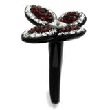 TK2273 - Two-Tone IP Black (Ion Plating) Stainless Steel Ring with Top Grade Crystal  in Siam - Alamode