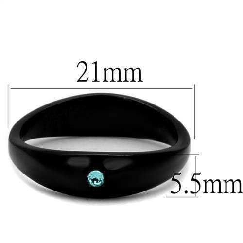 TK2274 - IP Black(Ion Plating) Stainless Steel Ring with Top Grade Crystal in Light Sapphire - Alamode - Flyclothing LLC
