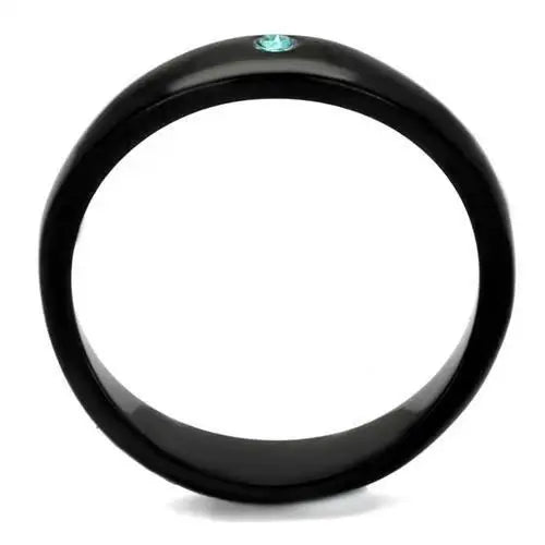 TK2274 - IP Black(Ion Plating) Stainless Steel Ring with Top Grade Crystal in Light Sapphire - Alamode - Flyclothing LLC