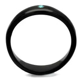 TK2274 - IP Black(Ion Plating) Stainless Steel Ring with Top Grade Crystal in Light Sapphire - Alamode - Flyclothing LLC