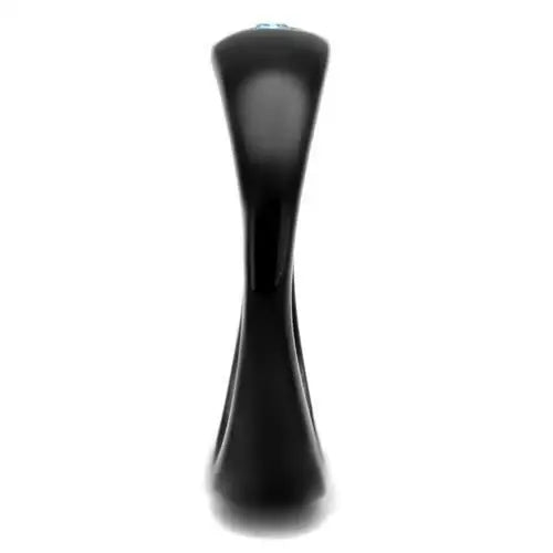 TK2274 - IP Black(Ion Plating) Stainless Steel Ring with Top Grade Crystal in Light Sapphire - Alamode - Flyclothing LLC