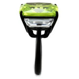 TK2275 - IP Black(Ion Plating) Stainless Steel Ring with AAA Grade CZ in Apple Green color - Alamode - Flyclothing LLC
