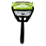 TK2275 - IP Black(Ion Plating) Stainless Steel Ring with AAA Grade CZ  in Apple Green color - Alamode