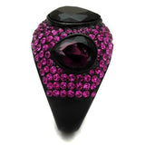 TK2276 - IP Black(Ion Plating) Stainless Steel Ring with Synthetic Synthetic Glass in Amethyst - Alamode
