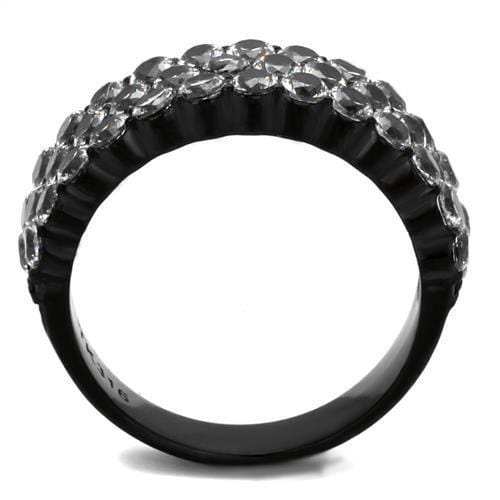 TK2277 - IP Black(Ion Plating) Stainless Steel Ring with AAA Grade CZ in Clear - Alamode - Flyclothing LLC