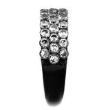 TK2277 - IP Black(Ion Plating) Stainless Steel Ring with AAA Grade CZ in Clear - Alamode - Flyclothing LLC