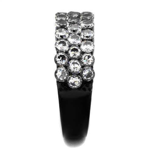 TK2277 - IP Black(Ion Plating) Stainless Steel Ring with AAA Grade CZ in Clear - Alamode - Flyclothing LLC