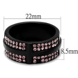 TK2280 - IP Black(Ion Plating) Stainless Steel Ring with Top Grade Crystal  in Light Amethyst - Alamode