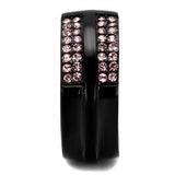 TK2280 - IP Black(Ion Plating) Stainless Steel Ring with Top Grade Crystal  in Light Amethyst - Alamode