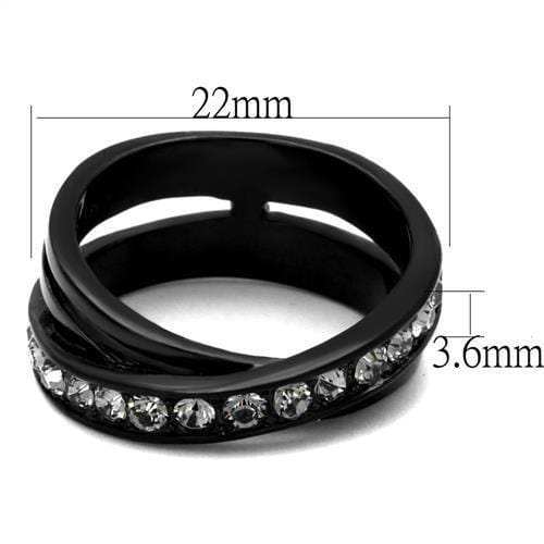TK2281 - IP Black(Ion Plating) Stainless Steel Ring with Top Grade Crystal in Black Diamond - Alamode - Flyclothing LLC