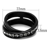 TK2281 - IP Black(Ion Plating) Stainless Steel Ring with Top Grade Crystal  in Black Diamond - Alamode