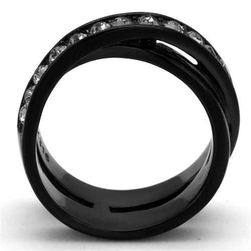 TK2281 - IP Black(Ion Plating) Stainless Steel Ring with Top Grade Crystal in Black Diamond - Alamode - Flyclothing LLC
