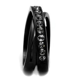 TK2281 - IP Black(Ion Plating) Stainless Steel Ring with Top Grade Crystal  in Black Diamond - Alamode