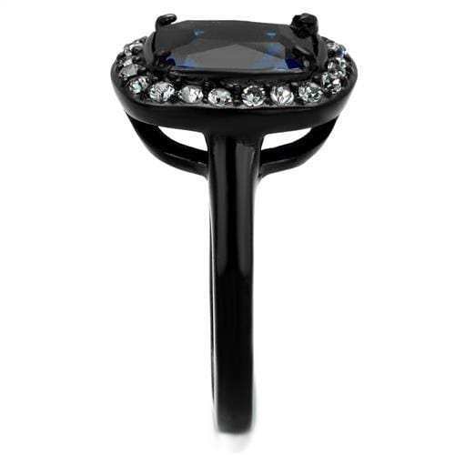 TK2283 - Two-Tone IP Black (Ion Plating) Stainless Steel Ring with Synthetic Synthetic Glass in Montana - Alamode - Flyclothing LLC