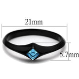 TK2284 - IP Black(Ion Plating) Stainless Steel Ring with Top Grade Crystal  in Sea Blue - Alamode