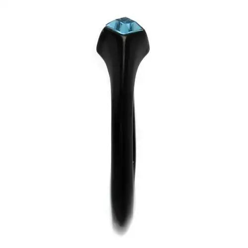 TK2284 - IP Black(Ion Plating) Stainless Steel Ring with Top Grade Crystal in Sea Blue - Alamode - Flyclothing LLC
