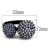 TK2285 - IP Black(Ion Plating) Stainless Steel Ring with Top Grade Crystal in Multi Color - Alamode - Flyclothing LLC