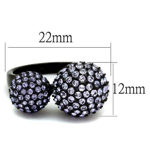 TK2285 - IP Black(Ion Plating) Stainless Steel Ring with Top Grade Crystal in Multi Color - Alamode - Flyclothing LLC