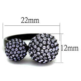 TK2285 - IP Black(Ion Plating) Stainless Steel Ring with Top Grade Crystal in Multi Color - Alamode - Flyclothing LLC
