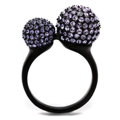 TK2285 - IP Black(Ion Plating) Stainless Steel Ring with Top Grade Crystal in Multi Color - Alamode - Flyclothing LLC