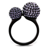 TK2285 - IP Black(Ion Plating) Stainless Steel Ring with Top Grade Crystal in Multi Color - Alamode - Flyclothing LLC