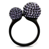 TK2285 - IP Black(Ion Plating) Stainless Steel Ring with Top Grade Crystal in Multi Color - Alamode - Flyclothing LLC