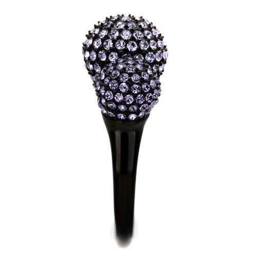 TK2285 - IP Black(Ion Plating) Stainless Steel Ring with Top Grade Crystal in Multi Color - Alamode - Flyclothing LLC