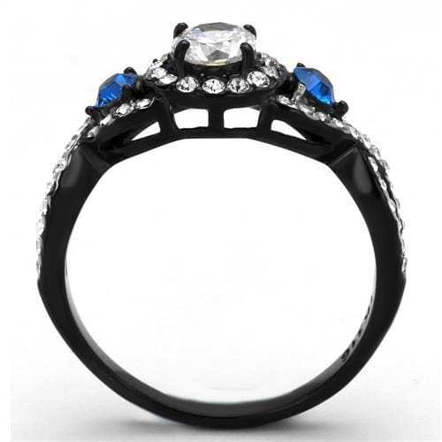 TK2286 - Two-Tone IP Black (Ion Plating) Stainless Steel Ring with AAA Grade CZ in Clear - Alamode - Flyclothing LLC