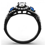 TK2286 - Two-Tone IP Black (Ion Plating) Stainless Steel Ring with AAA Grade CZ  in Clear - Alamode