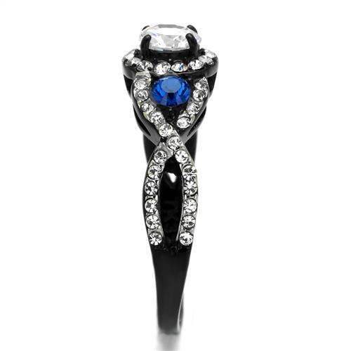 TK2286 - Two-Tone IP Black (Ion Plating) Stainless Steel Ring with AAA Grade CZ in Clear - Alamode - Flyclothing LLC