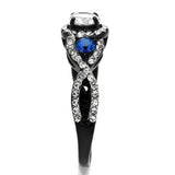 TK2286 - Two-Tone IP Black (Ion Plating) Stainless Steel Ring with AAA Grade CZ in Clear - Alamode - Flyclothing LLC