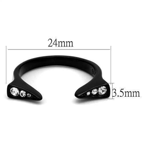 TK2287 - IP Black(Ion Plating) Stainless Steel Ring with Top Grade Crystal in Clear - Alamode - Flyclothing LLC